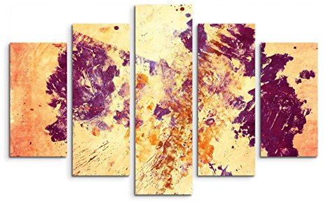 Paul Sinus Art 5 teiliges Wandbild auf Leinwand (Gesamt: H: 100cm B: 160cm) Keilrahmenbild Canvas Fotodruck Leinwandbild Leinwanddruck Kunstdruck Wandbild gelb orange lila Farbmuster