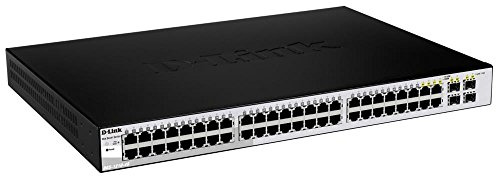 D-Link DGS-1210-48 Smart Managed Gigabit Switch (48 Ports, davon 4 x Combo 10/100/1000 BASE-T/SFP Ports), Schwarz