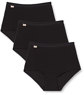 Playtex Pack bragas altas de algodón elástico cómodo, invisible y femenino Mujer x3, Negro, M