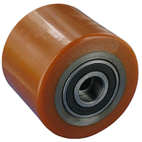 Hubwagenwalze 75 mm Breite 70 mm Achse 25 mm Stahlkern Bereifung Polyurethan Räder Rollen Hubwagen Ersatzrolle