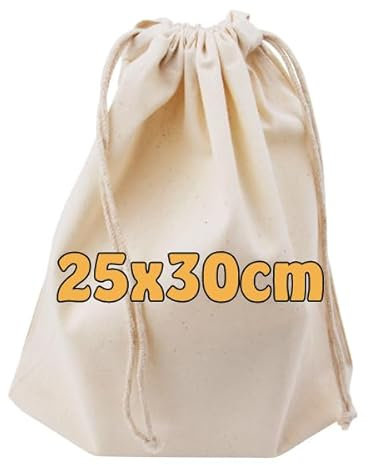 Cottonbagjoe Baumwollbeutel mit Kordelzug | 25 x 30 cm | unbedruckt | Öktex-100 | Kosmetikbeutel | Sockenbeutel | Stoffbeutel zum Bemalen | Schmucksäckchen Spielzeugtäschchen für Kleinigkeiten