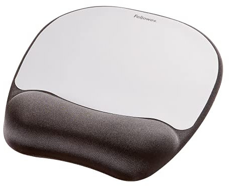 Fellowes 9175801 Tappetino Mouse con poggiapolsi in Memory Foam, grigio