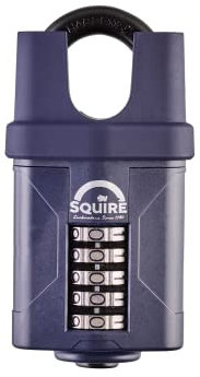 Squire Heavy Duty Padlock (CP60CS) - Toughest Closed Shackle - 5 Wheel Combination Padlock - Alloy Steel for Corrosion Resistance - Weatherproof Lock for Home, School & Garage (Blue, 60 mm)