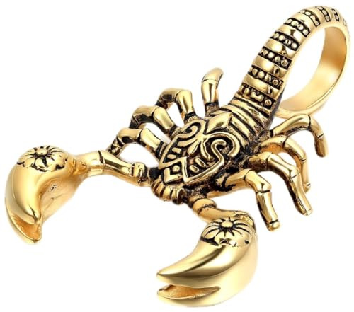 JewelryWe Schmuck Edelstahl Skorpion Herren-Anhänger mit 55cm Kette, Biker Halskette, Silber Gold