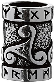 NKlaus Haarschmuck Bartperle TRIRUNA Runen Triskele 925 Sterlingsilber Silber Lockenperle 6449