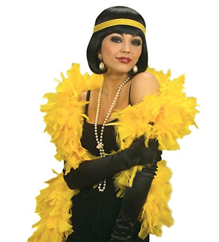 Amakando Federboa gelb Federschal lang 1,80 m Charleston Feder Boa 20er Jahre Fasching Federstola Mafia Flapper Gatsby Rio Karneval Schal Samba Party Damenschal Travestie Drag Queen Stola