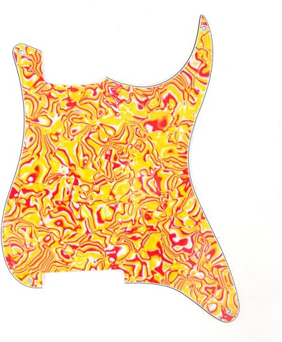 Musiclily Pro 4 Löcher ST Schlagbrett Rohmaterial 4-lagig Red Yellow Shell | für Strat Style E-Gitarre