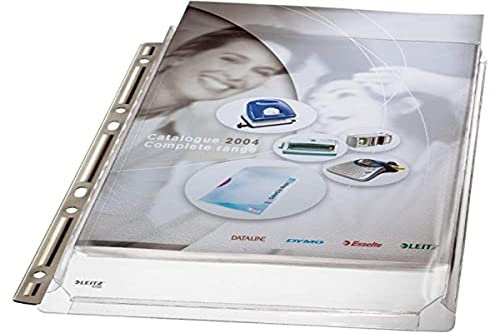 Leitz Maxi Prospekthüllen-Set Stabil, 3 Stück, A4 Format mit metallverstärktem Lochrand, Ausdehnbar, Kapazität für 200 Blatt, 0,17 mm PVC-Weichfolie, 47553003