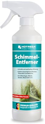 HOTREGA Schimmelentferner 500ml | Chlorreiniger gegen Pilze & Stockflecken | Bakterien-Entfernung an Silikonfugen, Fliesen oder Wand | Beugt Neubefall vor | Bad, Küche & Keller | Chlor-Aktiv-Formel