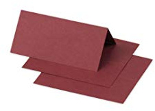 Clairefontaine 75080C - Paquet de 25 Marque-Places - Format 8,5x8cm - 210g/m² - Coloris Bordeaux - Invitation Evènements et Correspondance - Gamme Pollen - Papier Premium Lisse