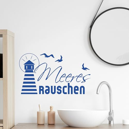 GRAZDesign Wandtattoo Bad Leuchtturm Wandaufkleber Badezimmer Wand Aufkleber - 52x30cm / 049 königsblau