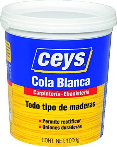 Ceys - Cola blanca para madera - Ideal para trabajos de carpintería, bricolaje, montaje y ensamblaje - Bote 1KG