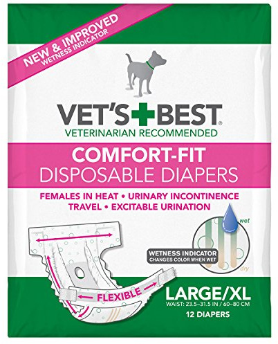 Vet's Best Consumido de pañales para Perros de Confort Pañales de Perro Femenino Desechables | Absorbente con Ajuste a Prueba de Fugas | Grande 12pk