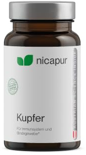 NICApur Kupfer , mit dem Spurenelement Kupfer zur Verbesserung der Versorgung , Reinsubstanz ohne Zusatzstoffe , 60 Kapseln