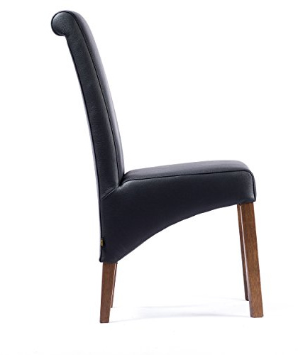 SIX® Lederstuhl Felice Leder Schwarz Stuhlbeine Nussbaum Lederstühle Stühle Stuhl