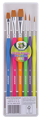 JOLLY 9460-0005 - Dreikantpinselset, 6-teilig, neon, Set mit 6 Neonlichtern