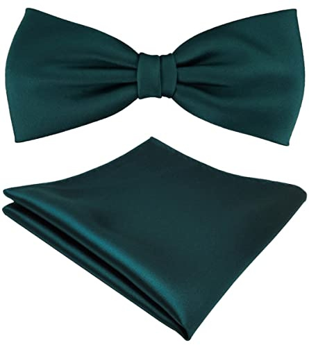 TigerTie Satin Fliege + Einstecktuch Uni einfarbig + Geschenkbox