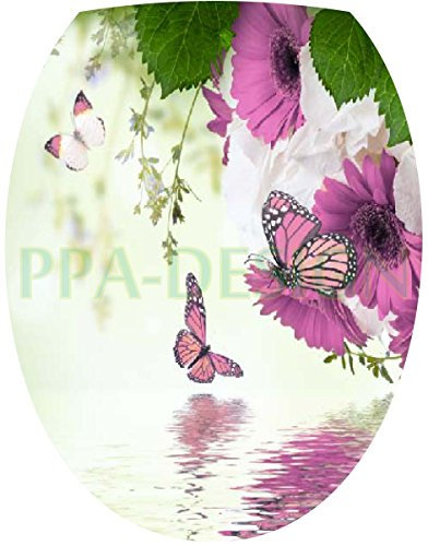 Sticker Autocollant Abattant WC Fleurs Papillons 35x42cm SAWC0060