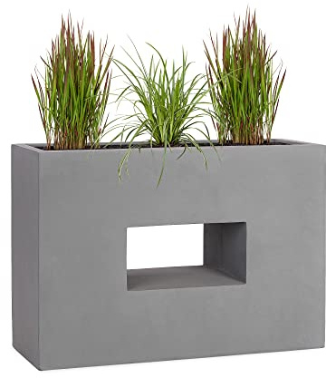 Pflanzwerk® Pot de Fleur Fibre de Verre Vista Gris 52x75x27cm *Jardinière antigel* *Protection UV* *Qualité européenne*