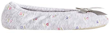 Isotoner Ballerines brodées en tissu éponge pour femme - Gris - gris, X-Large