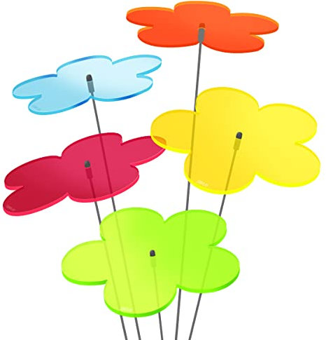 SUNPLAY Sonnenfänger Blumen im FARBMIX, 5 Stück zu je 20 cm Durchmesser im Set + 70 cm Schwingstäbe