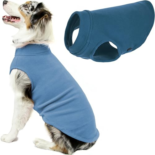 Gooby Stretch Fleece dra över kallt väder hundväst, 3 XL – stålblå