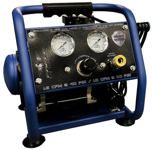 Eagle EA-2000 Silent Series 2000 Portable Air Compressor 125 PSI, MAX PSI, 115 V, Hot Dog with Panel, Blue, 1 Gallon
