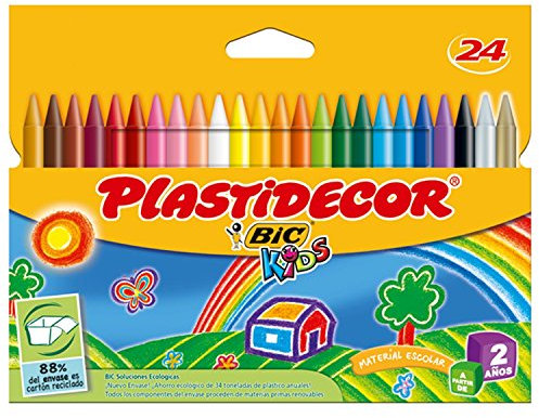 Bic Plastidecor farbig Wachsmalstifte, Klassisch, 24 Stück (1er Pack)