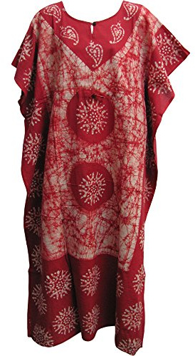 Indian Cotton Batik Bohemian Long Caftan/Kaftan Dress - Multi - One Size