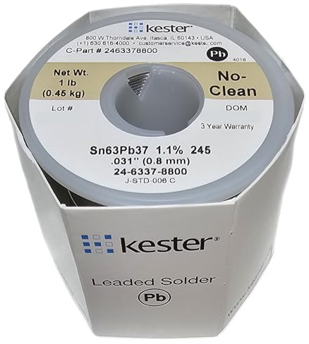 Kester 24-6337-8800 50 Activated Rosin Cored Wire Solder Roll, 245 No-Clean, 63/37 Alloy, 0.031 Diameter