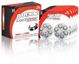 60 (5 x 12) Piles Auditives RAYOVAC Cochlear ADVANCED (675 / 1,4 V) - spécialement conçu pour les pour Implant Cochléaire