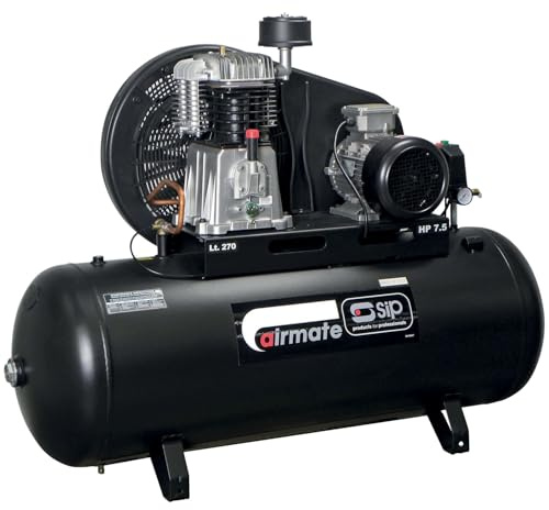 SIP Airmate TN7.5/270 Belt Drive Air Compressor, 400V 20A 3-Phase, 270L, 7.5hp / 5.6kW, 145psi / 10 Bar 34CFM