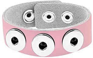 ANDANTE Leder Armband für Chunks Click-Buttons mit Druckknopf-Verschluss (18-22 cm) Rosa