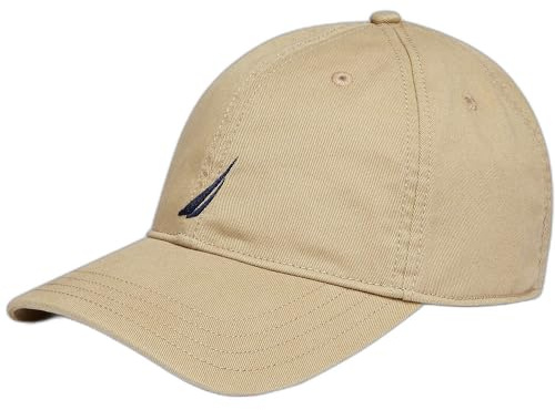 Nautica Mens Classic Logo Adjustable Baseball-Cap Hat Baseball caps, Khaki (Beige), One Size US
