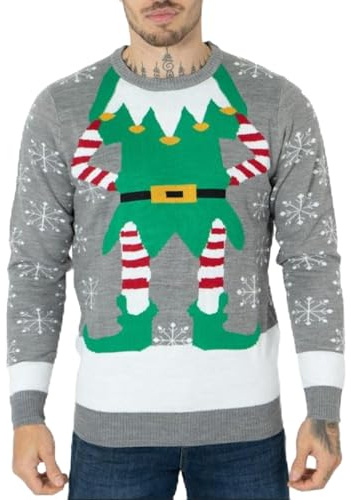 NOROZE Herren Damen Unisex Neuheit Weihnachten Pullover Strickpullover L Mittelgrau