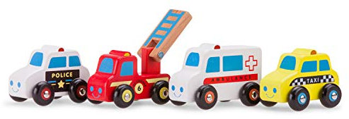 New Classic Toys-11930 Nuevos Clásicos Juguetes-1930-Vehículos en Miniatura-Modelo Individual-Ensemble-4 Habitaciones, Color Madera, 4 voitures (1930)