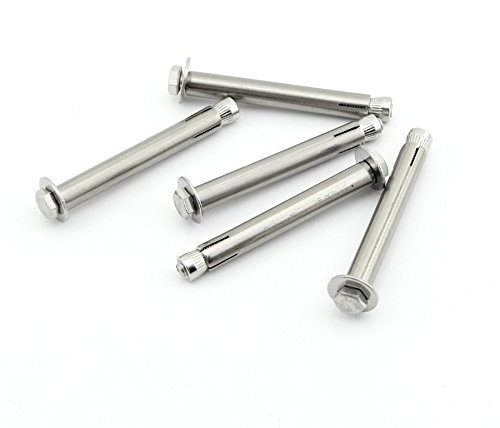 Yasorn Ankerschrauben Edelstahl M6x80mm Sechskant Dehnschraube Madenschraube Sechskant-Hüls 5St