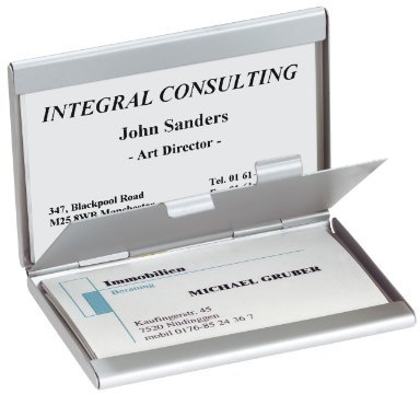 SIGEL VZ136 Visitenkarten-Etui mit 2 Fächern, silber matt, Alu