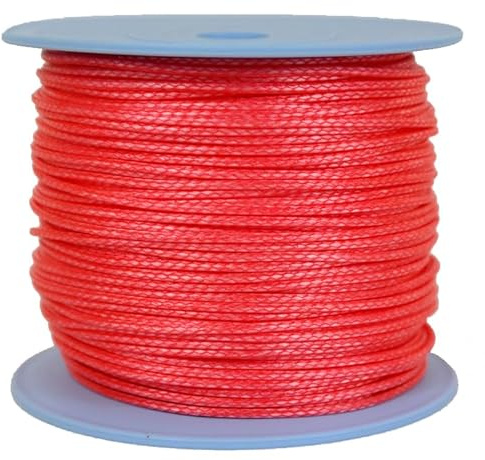 Corde tressée en Dyneema, 2 mm de diamètre, 100 mètres, Rouge, résistance à la Rupture : 410 daN (=ca. Kg)