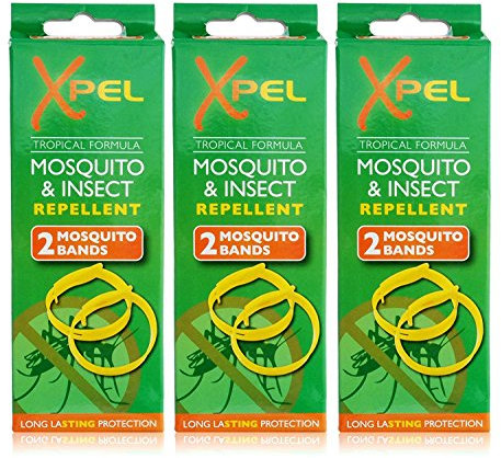3x Xpel Mosquito Insect Fly Bite Repellent Bands Tropical Formula Twin Pack