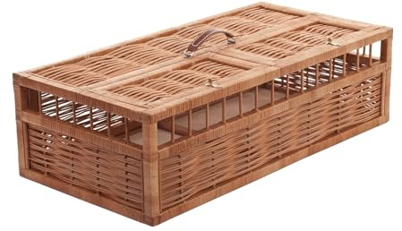 E-wicker24 Alles aus Weide Wicker Basket for Pigeons - Natural Woven Large Bird Cage Carrier for Transport With Handle