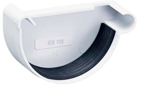 INEFA Dachrinnen Endstück halbrund, PVC NW100 / 100mm, rechts Weiß Dachrinnenzubehör, einfache Steckmontage, Made in Germany