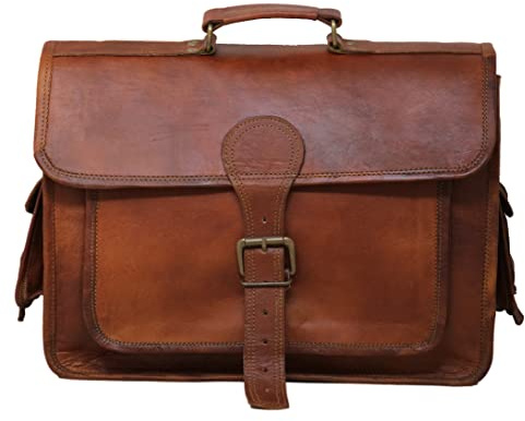 Jaald 40 Cm echt Leder Laptoptasche Umhängetasche Schultertasche Kuriertasche FahrradTasche SchulTasche Wasserdicht Vintage Herren Damen Geschenk XL Leather messenger bag