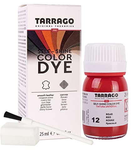 Tinte para Zapatos y Bolsos de Cuero y Textil con Esponja y Brocha | Cubre Rozaduras y Desgastes del Calzado | Gama de 90 colores