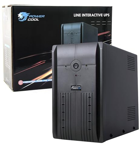 Powercool 1200VA Smart UPS Battery Backup – 720W Line-Interactive Uninterruptible Power Supply with AVR, RJ45 Surge Protection, 3× UK Outlets, 3× IEC, Generator Compatible | 12V 7Ah Battery