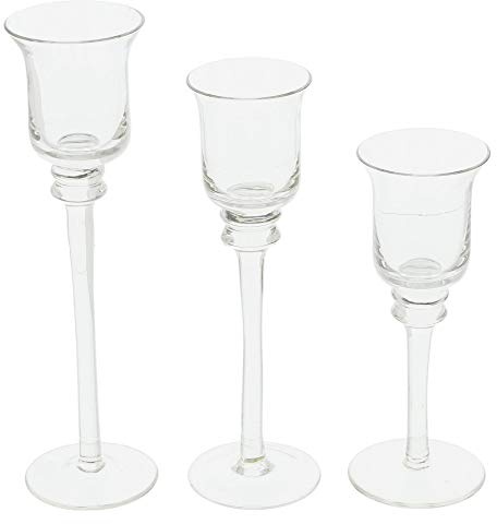 Frank Flechtwaren Kerzenhalter aus Glas, 3 Stück