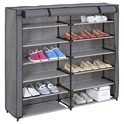 IDIMEX Schuhregal Stoffregal Kellerregal Schuhschrank Viola, 12 Böden, inkl. Schutzhülle in grau