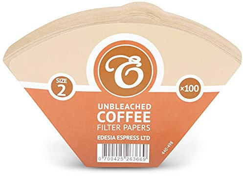 EDESIA ESPRESS – 100 Cone Coffee Filters in Paper – Coffee Filter No.2 for Manual Coffee Maker, Pour-Over and Gentle Brewing – Size 2 Brown