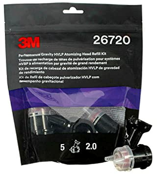 3M underhållssats HVLP högpresterande munstycke för flödeskopp, 26720, storlek 2.0, röd, kan kombineras med PPS 2.0 spraykoppar för högpresterande lackeringspistol, 5 stycken