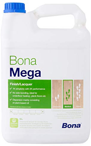 Bona Mega Parkettlack - matt - 5 Liter - Versiegelung, 1 K Parkettlack, Wasserlack
